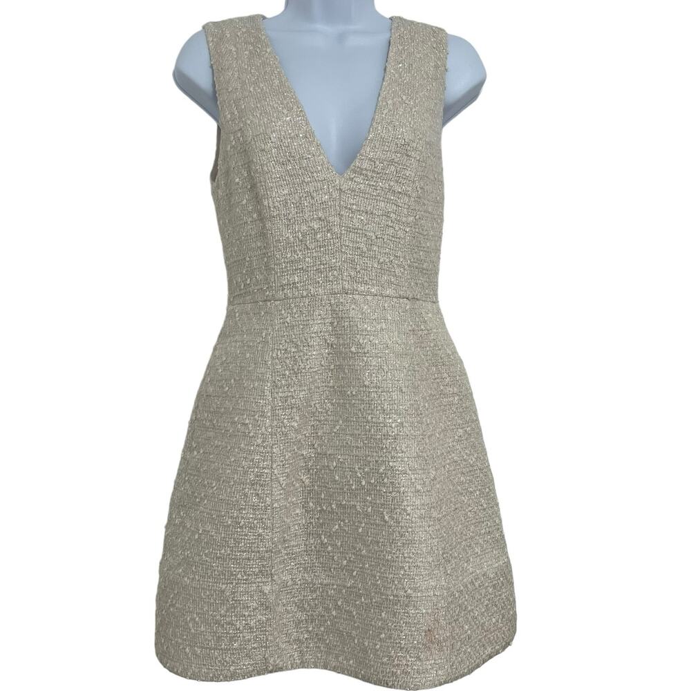 Alice + Olivia Pacey Linen Silk Sleeveless Lantern Dress Cream Lined Pockets 4 - Picture 2 of 14